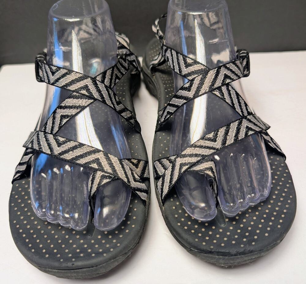 Skechers Outdoor Lifestyle Strappy Thong Sandals Womens Sz 11 Black Gray Summer